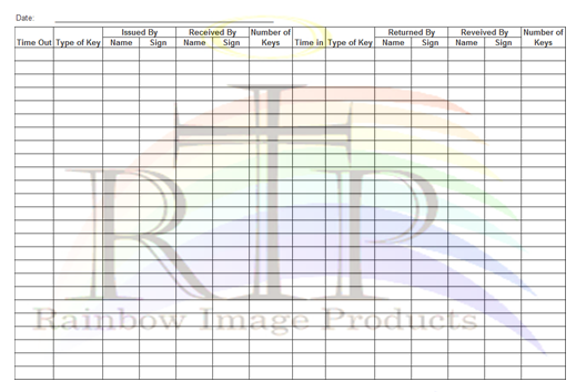 Key Register Entry Book – Rainbow Image Products