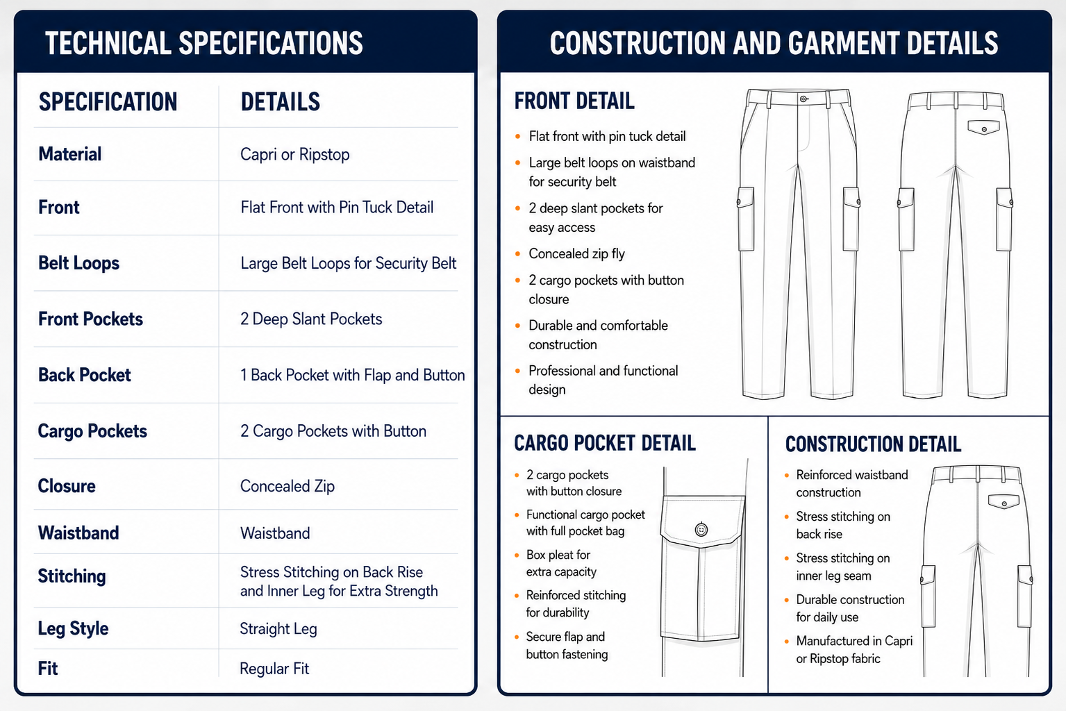 full combat pants specs