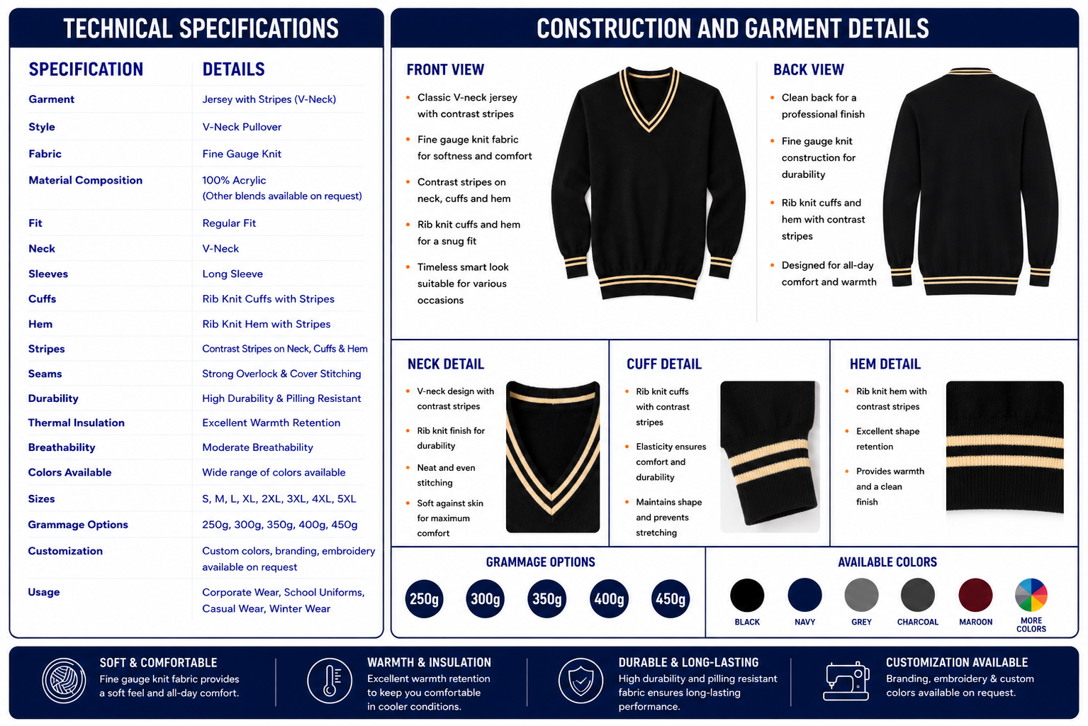 jersey with stripes specs