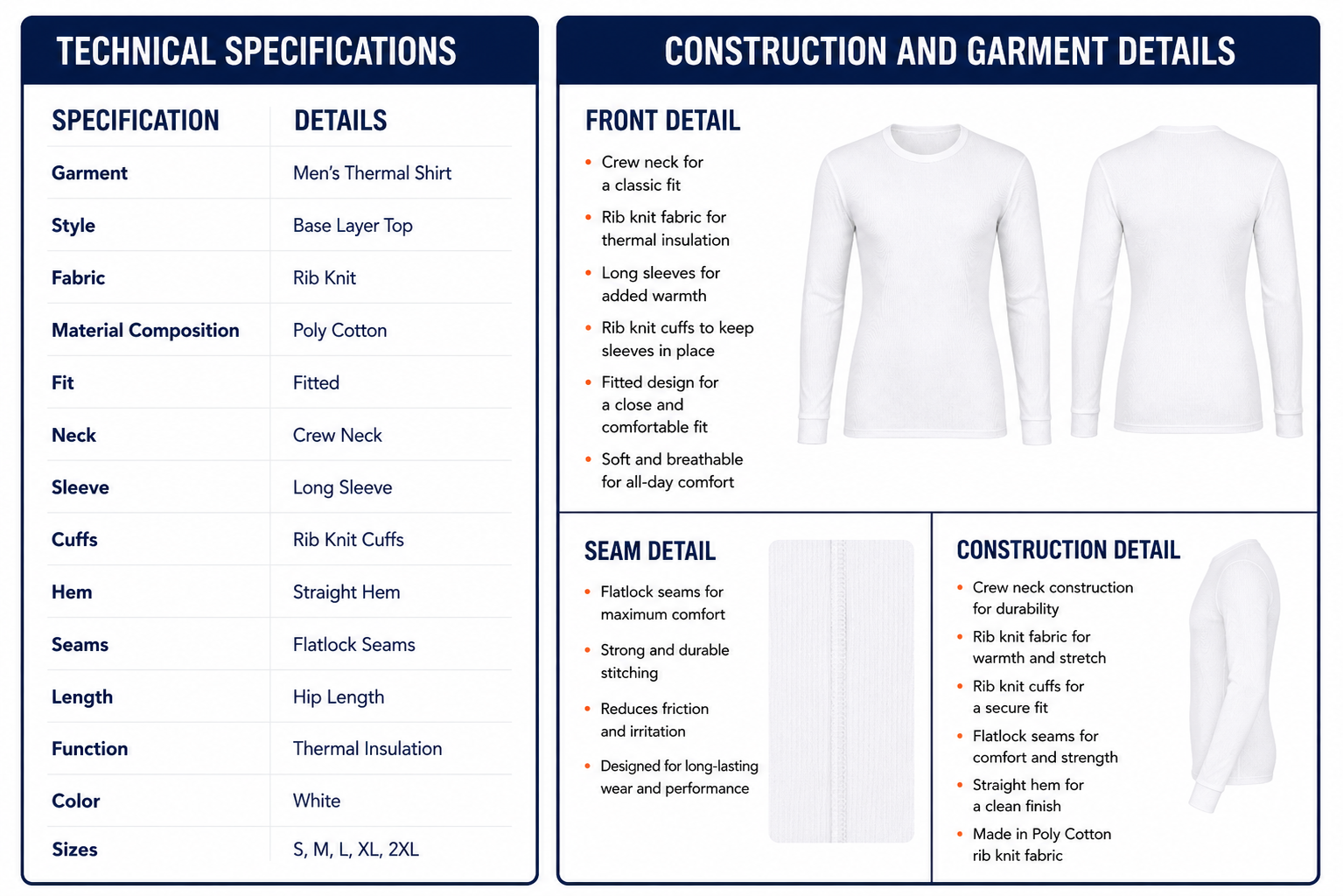mens thermal shirt spec
