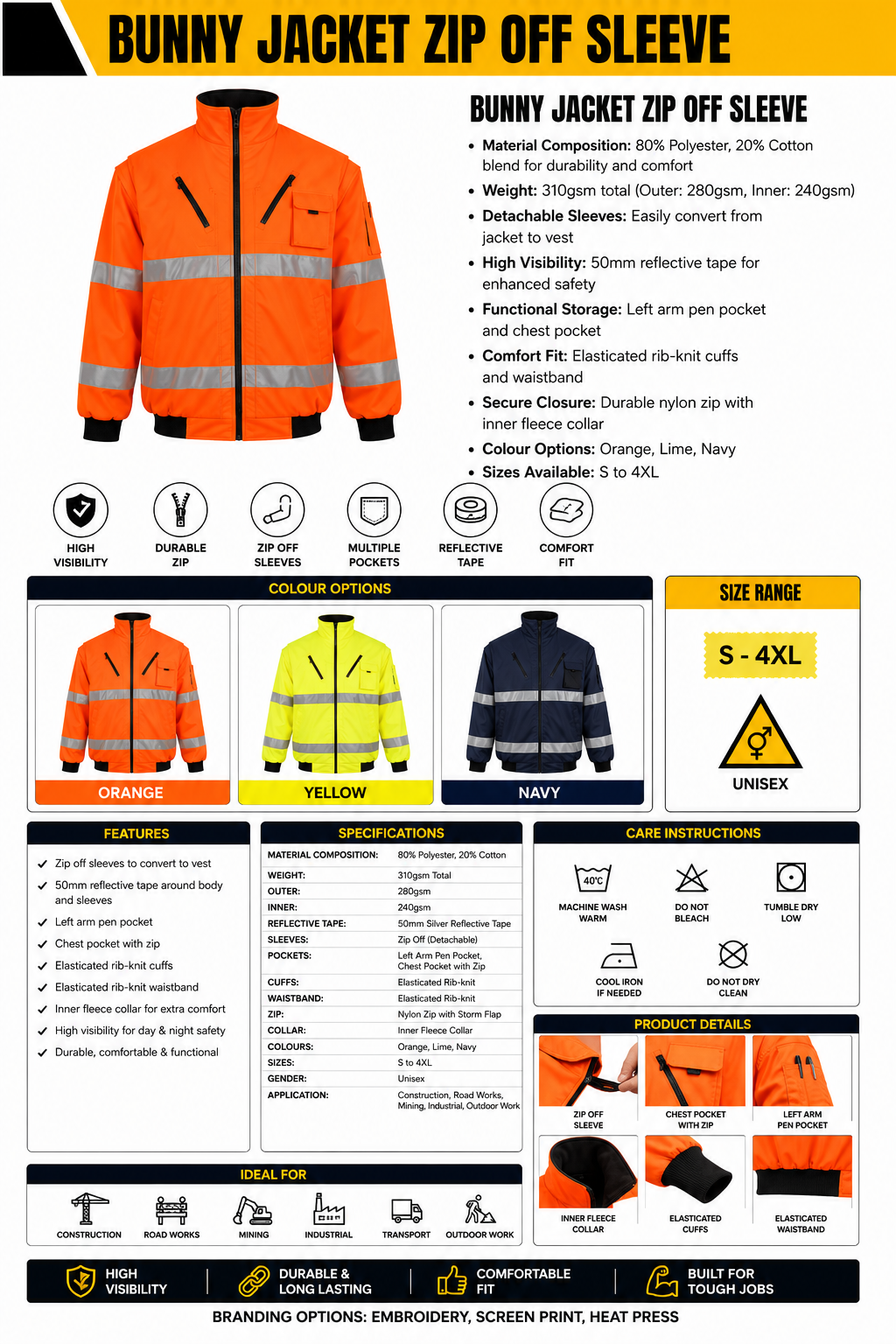 Bunny Jacket Zip Off Sleeve spec