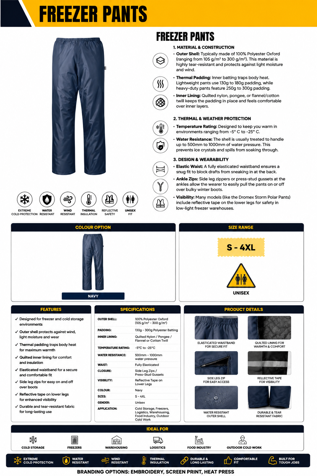 FREEZER PANTS spec