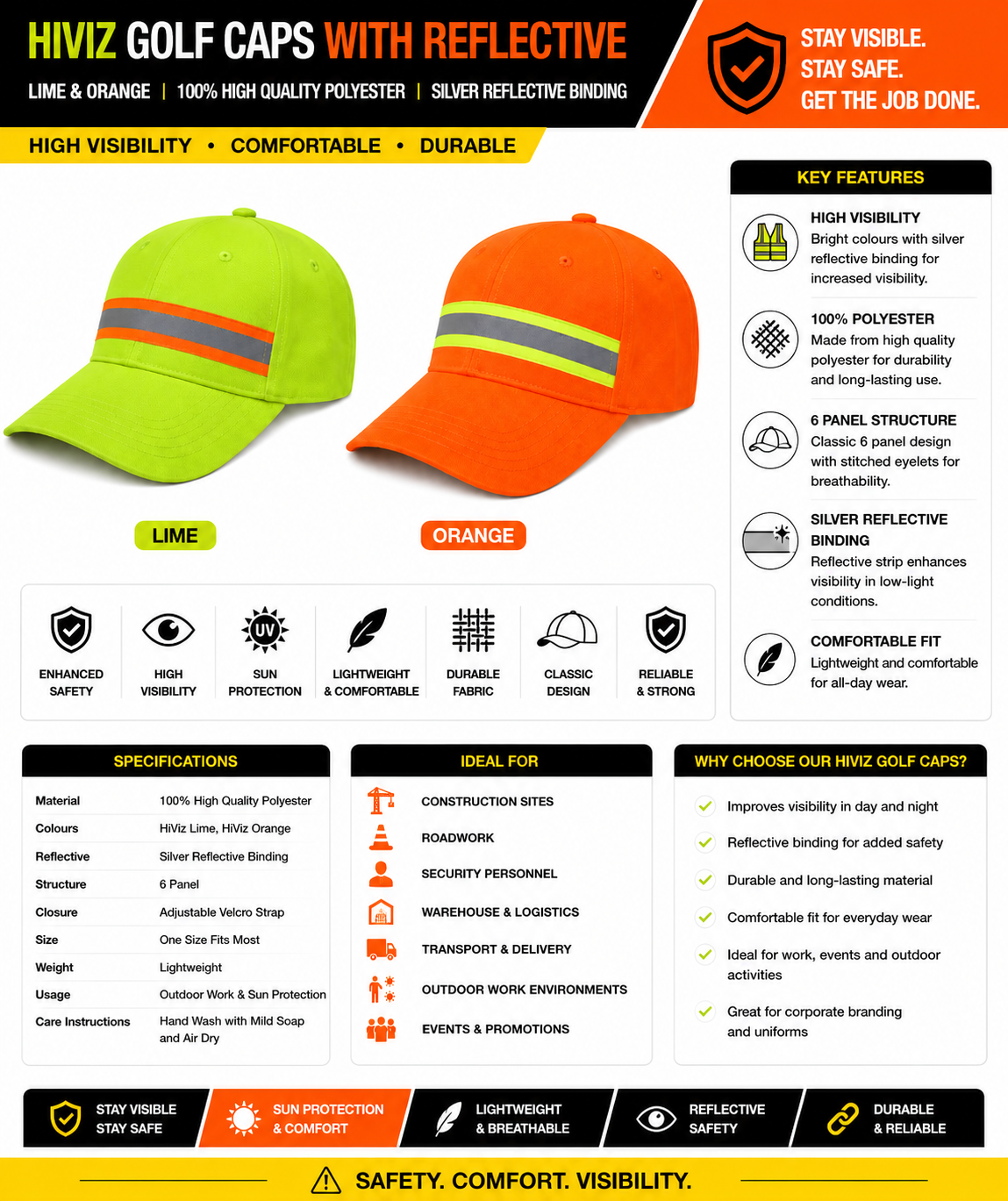HiViz Golf Caps With Reflective SPEC