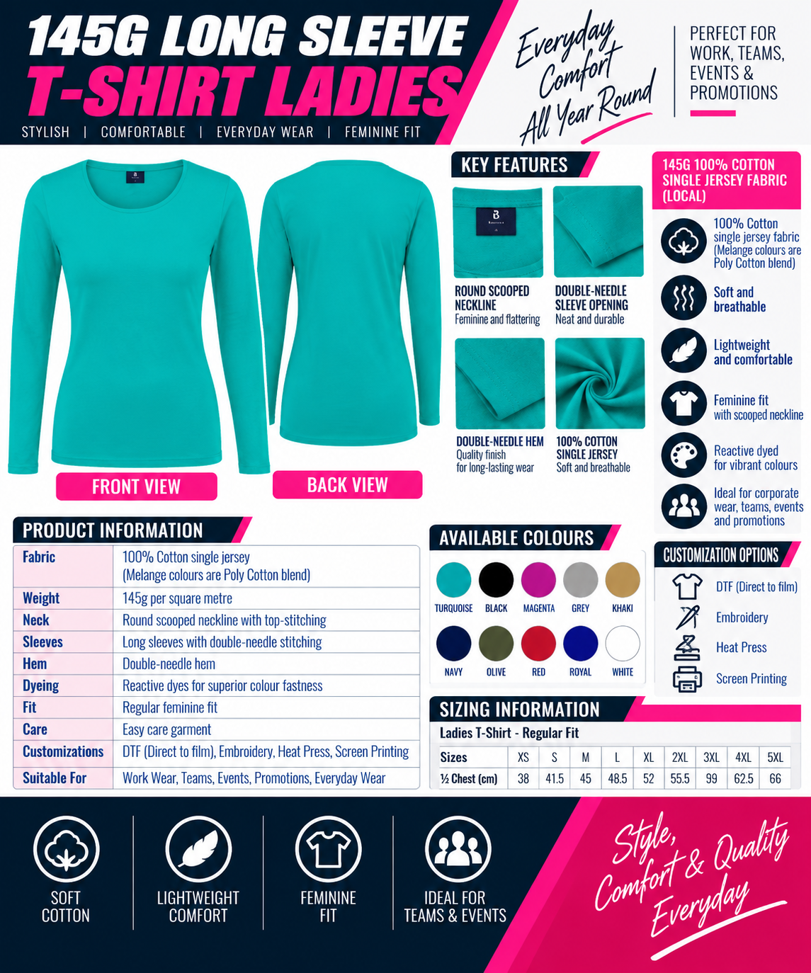 145g Long sleeve T-shirt Ladies