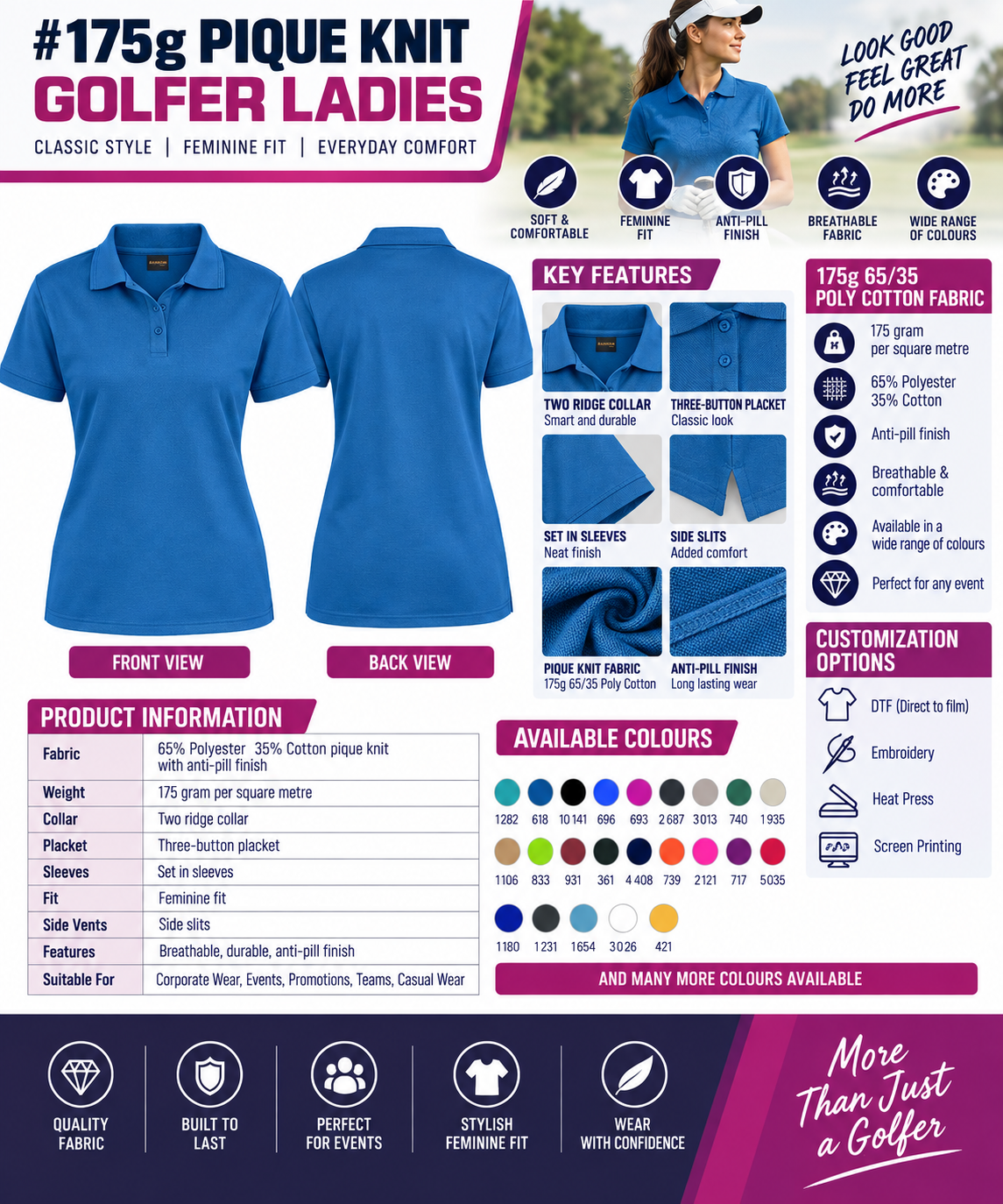 175g Pique Knit Golfer Ladies