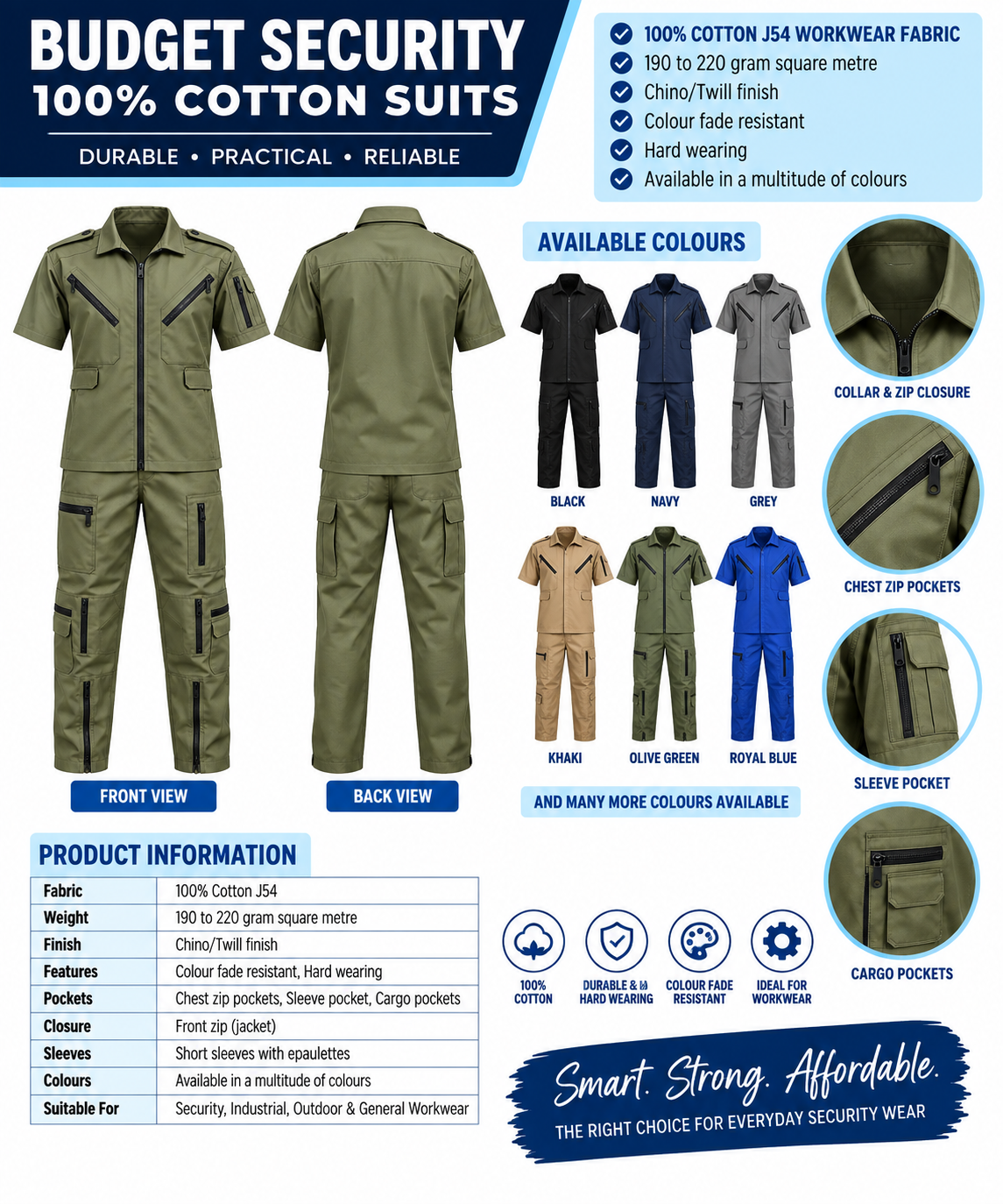 Budget security 100% cotton suits1