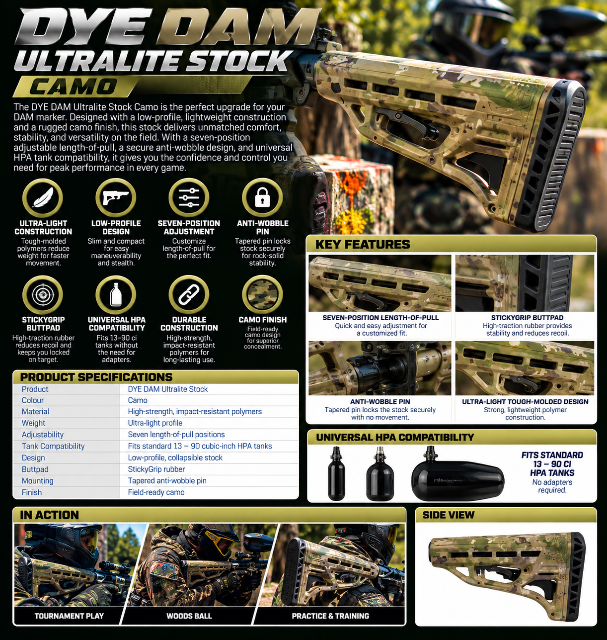 Dye DAM Paintball Marker Stock Camo
