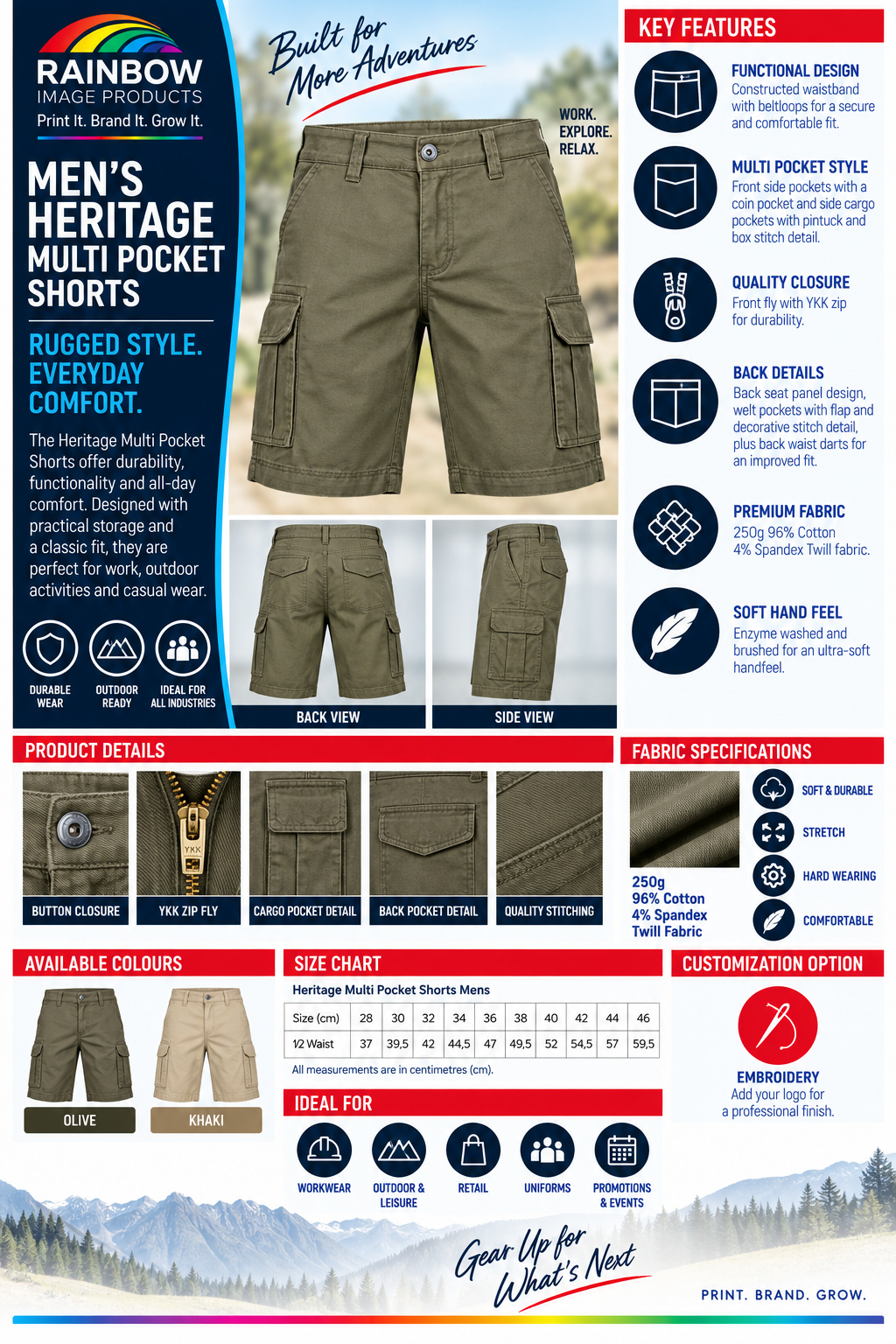 Heritage Multi Pocket Shorts Mens
